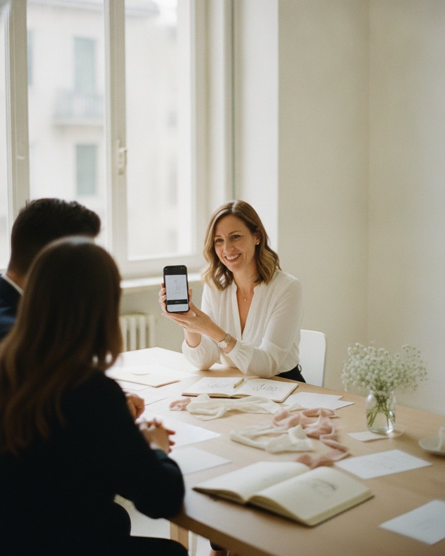 una wedding planner al lavoro